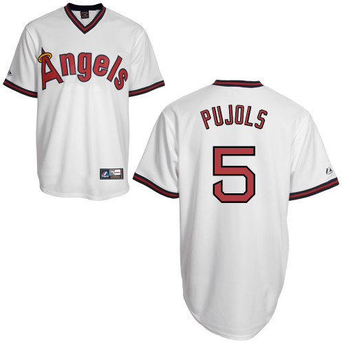 Albert Pujols #5 MLB Jersey-Los Angeles Angels of Anaheim Men's Authentic Cooperstown White Baseball Jersey